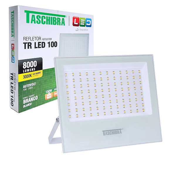 Refletor Led 100W Taschibra TR Slim Carcaça Branco Bivolt