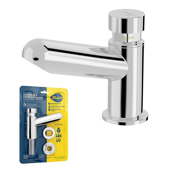 Torneira Para Banheiro Temporizada De Mesa 190223 Cromado Blukit