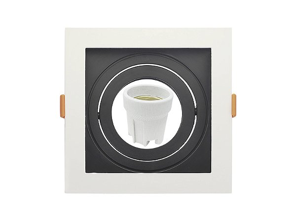 Spot Recuado De Embutir Par 20 Conecta Branco E Preto Quadrado Taschibra