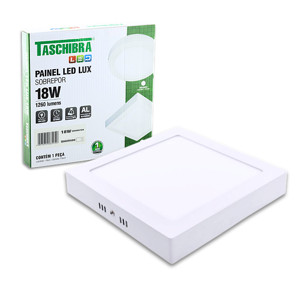 Painel de Led 18W Branco Quadrado Sobrepor Bivolt Taschibra