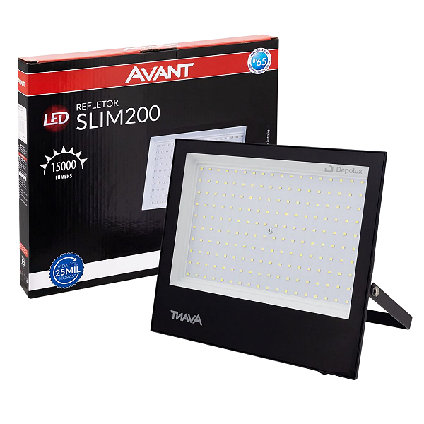 Refletor Led 200w Holofote Externo Ip65 Slim Luz Fria 6500k Avant