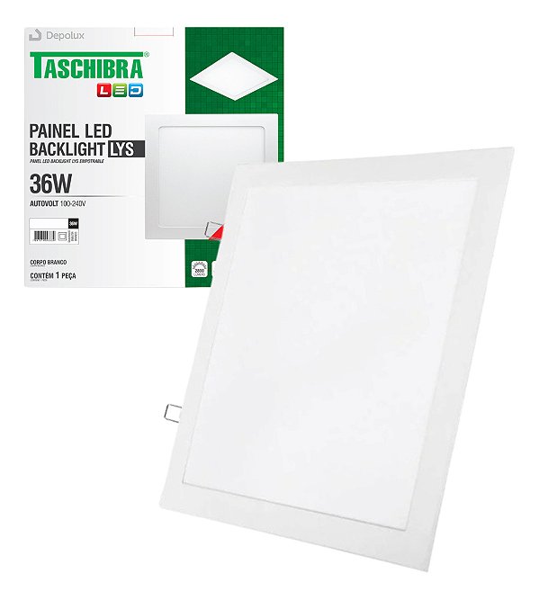Painel de Led Quadrado 36W Lys Embutir Branco 40x40 Bivolt Taschibra