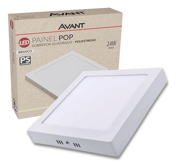 Painel de Led 24W Quadrado Sobrepor Pop Bivolt Avant