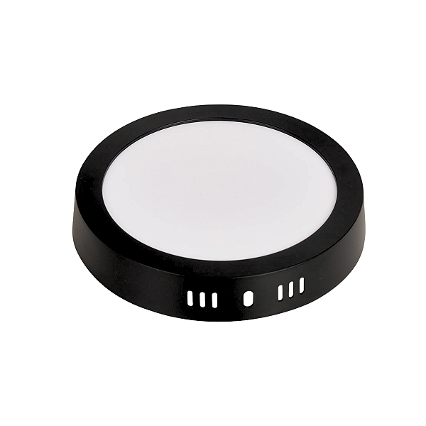 Painel Led Preto 12W Plafon Redondo Sobrepor Bivolt Depolux