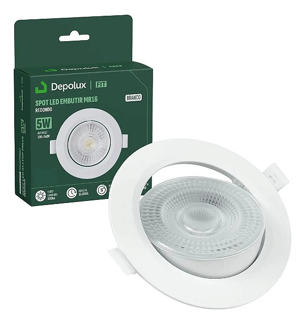 Spot de Led 5w Embutir Redondo 9x9cm Fit Bivolt Depolux