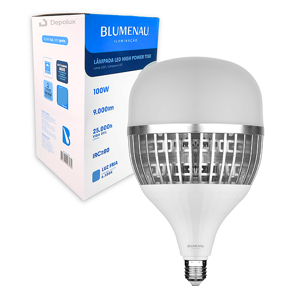 Lâmpada Led 100w High Power 9000lm E27 Luz Fria 6500k Blumenau