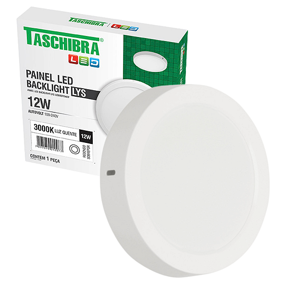 Painel Led Sobrepor 12W Redondo Branco Lys 16x16cm Bivolt Taschibra