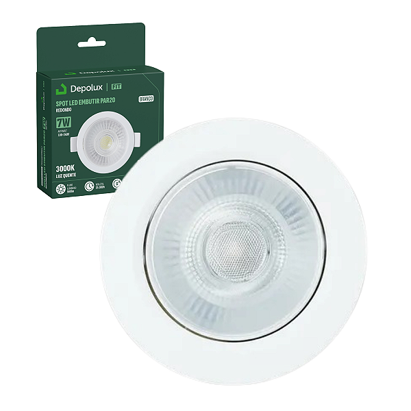 Spot de Led 7w Embutir Redondo 11x11cm Fit Par20 Bivolt Depolux