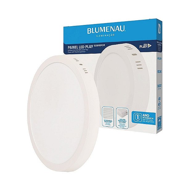 Painel Led Sobrepor 24W Redondo Play Branco Bivolt Blumenau Iluminação