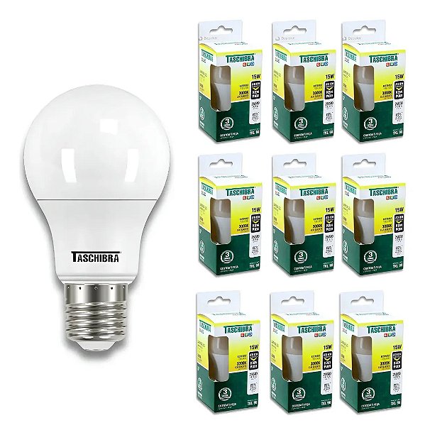 Kit 10 Lâmpada Led 15W Taschibra TKL90 Bivolt Soquete E27