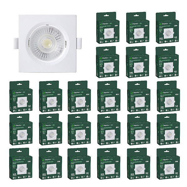 Kit 60 Spot de Led 7w Embutir Quadrado 11x11cm Fit Bivolt Depolux