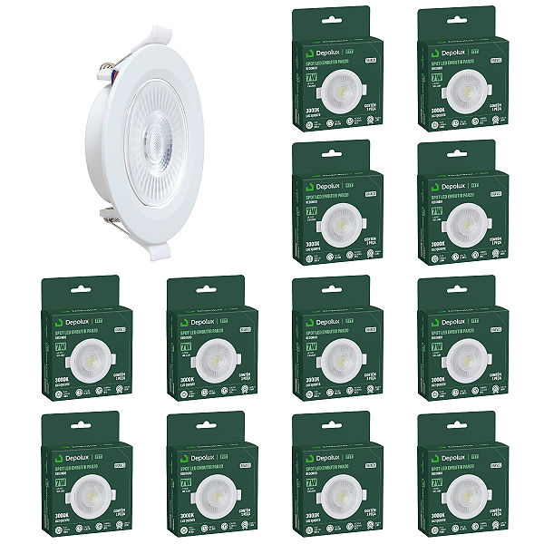 Kit 15 Spot de Led 7w Embutir Redondo 11x11cm Fit Par20 Bivolt Depolux