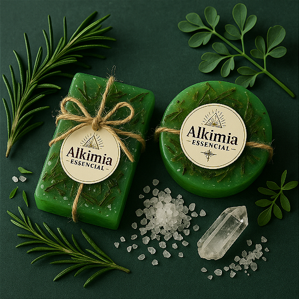 Sabonete Energético Alecrim, Arruda & Sal Grosso Energy Flow – Ativado com Radiestesia e Reiki para Proteção, Purificação e Revitalização