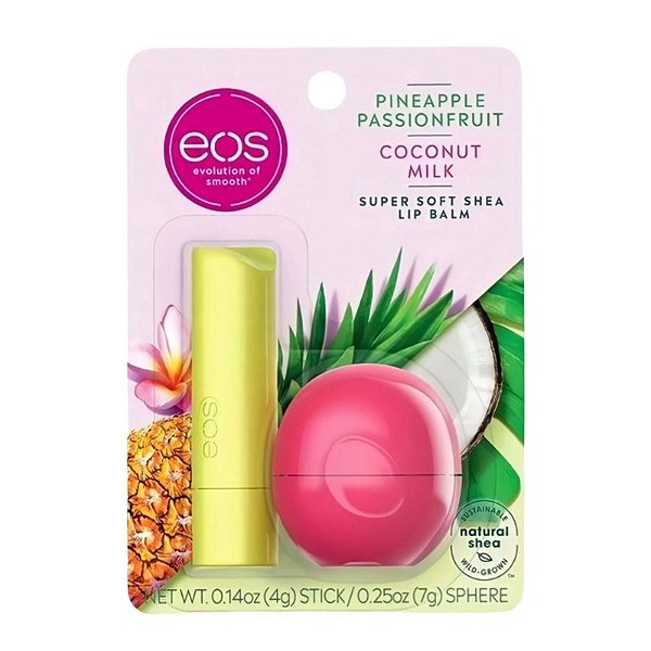 EOS - KIT LIP BALM 2 UNIDADES - PINEAPPLE PASSIONFRUIT | COCONUT MILK