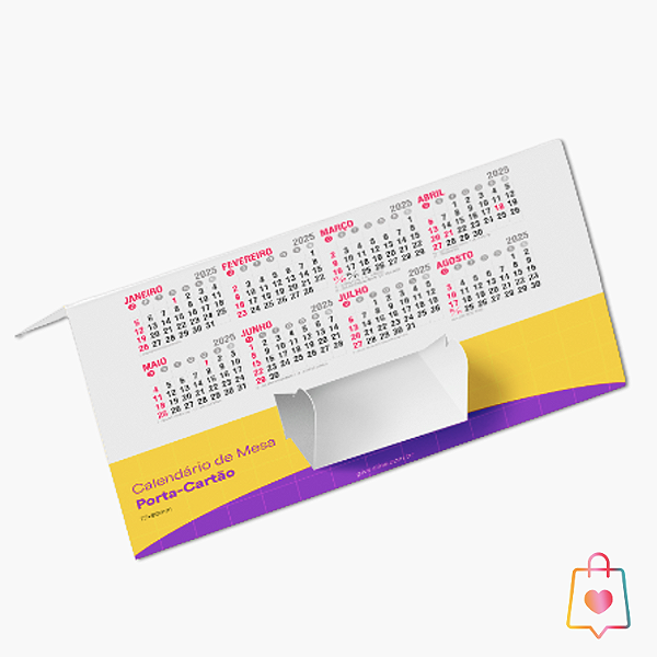 Calendário de Mesa Porta-Cartão