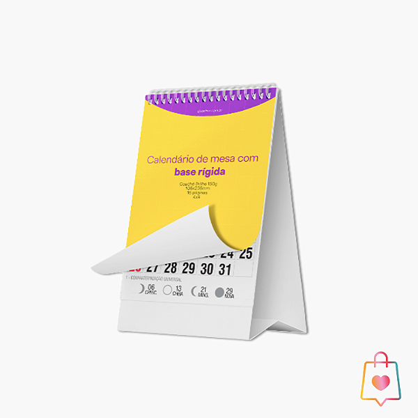 Calendário de Mesa com Base Rígida
