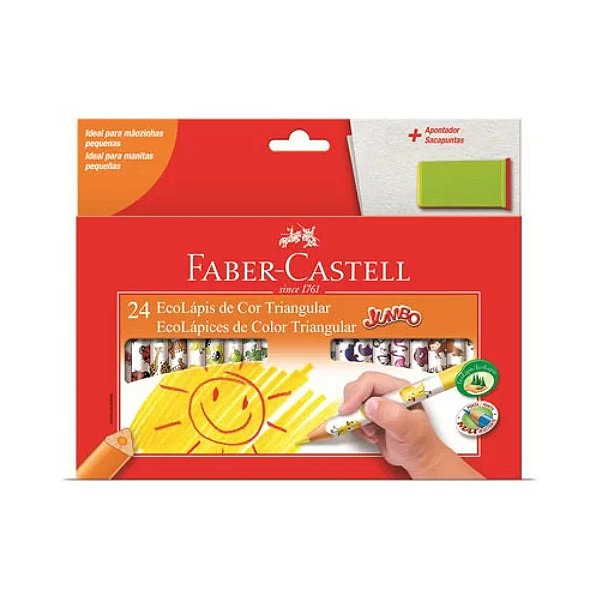 LAPIS DE COR FABER CASTELL JUMBO 24 CORES +1 APONTADOR