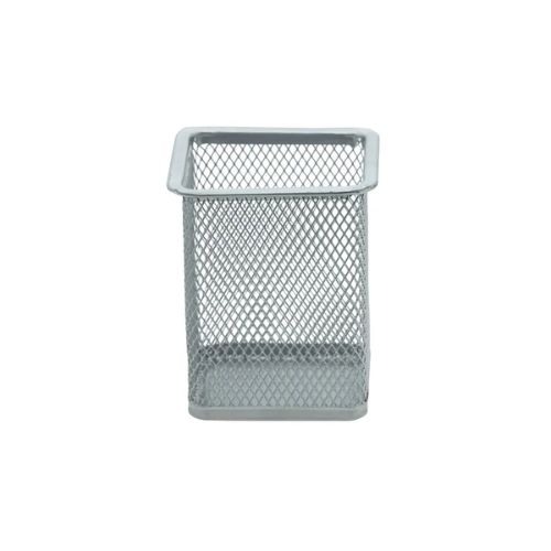 PORTA CANETA TN METAL QUADRADO PRATA