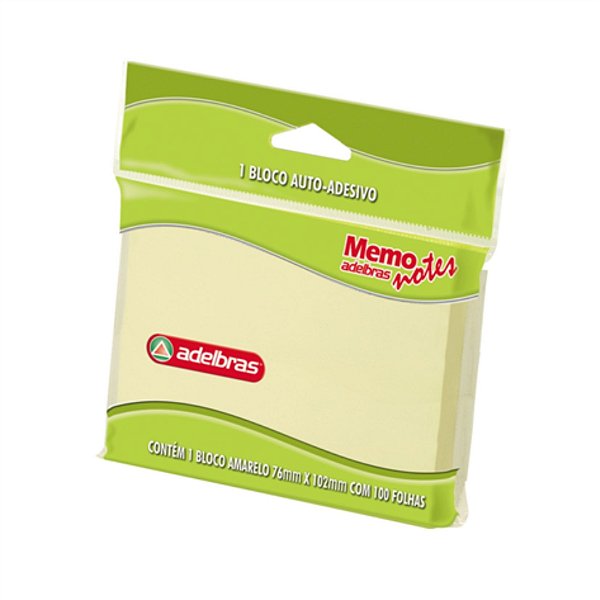BLOCO ADESIVO 76X102 ADELBRAS AMARELO C/100FLS