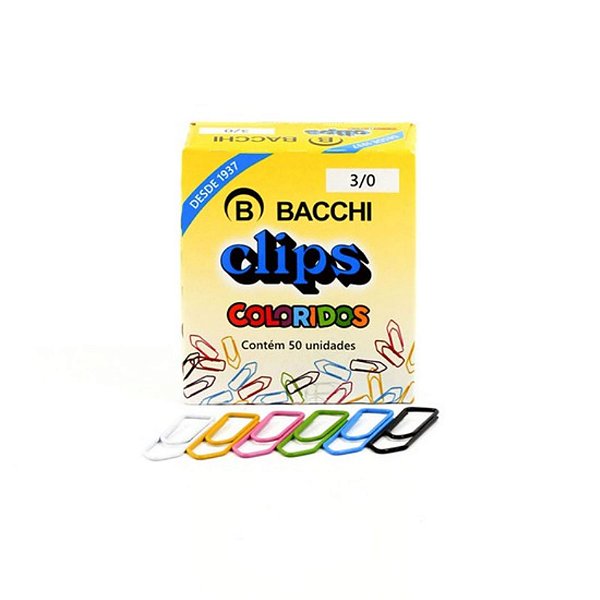 CLIPS 3 BACCHI COLORIDO COM 100UNDS