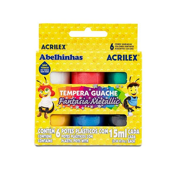 TINTA ACRILEX FANTASIA METALLIC 6UN. 15ML
