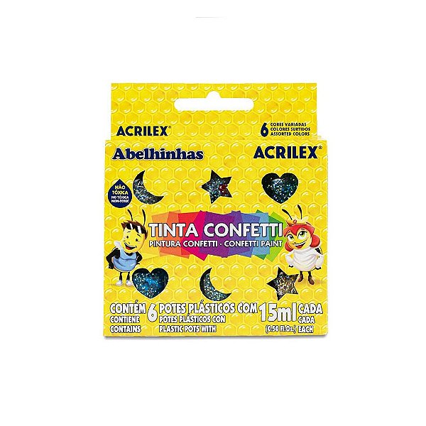 TINTA GUACHE ACRILEX CONFETTI 6UN.15ML