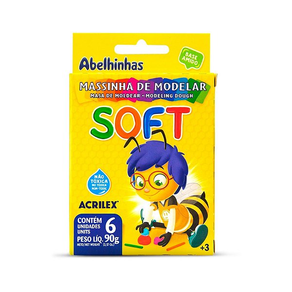 MASSINHA DE MODELAR SOFT ACRILEX 6 CORES