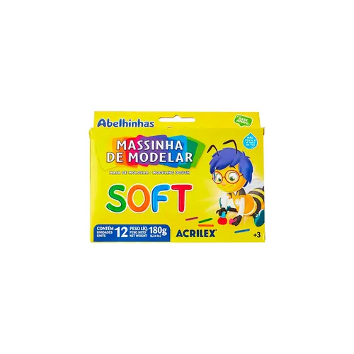 MASSINHA DE MODELAR SOFT ACRILEX 12 CORES