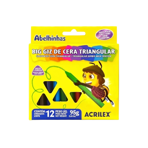 GIZ DE CERA ACRILEX BIG TRIANGULAR 12 CORES