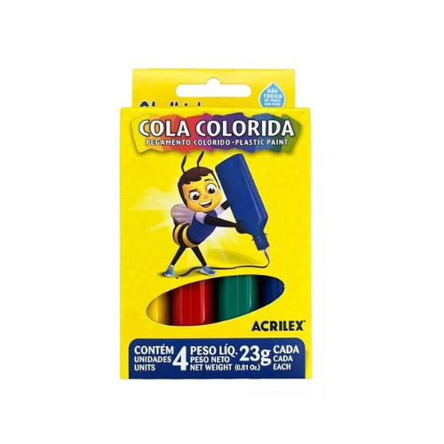 COLA COLORIDA ACRILEX 4 UNIDADES 23G CD
