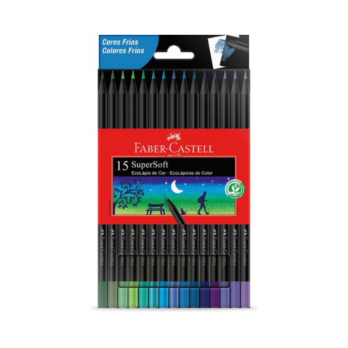 LAPIS DE COR FABER CASTELL SUPER SOFT 15 CORES FRIAS