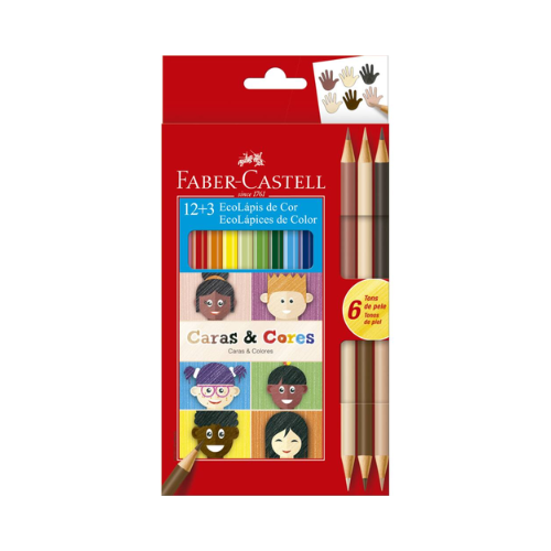 LAPIS DE COR FABER CASTELL CARAS E CORES 15 CORES
