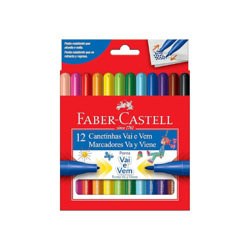CANETINHA HIDROGRAFICA FABER CASTELL VAI E VEM 12 CORES