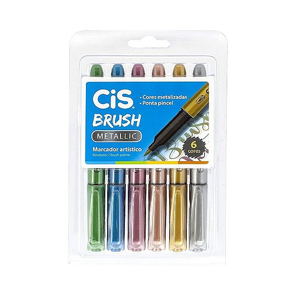 KIT DE CANETA CIS BRUSH METALIC 6 CORES