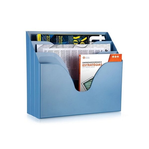 ORGANIZADOR TRIPLO ACRILICO OFFICE 3 COMPART. MAXCRIL AZUL