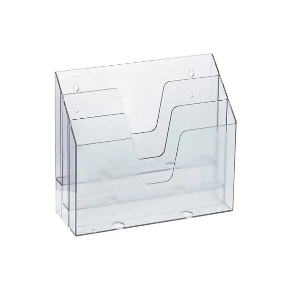 ORGANIZADOR TRIPLO ACRILICO OFFICE 3 COMPART. WALEU CRISTAL