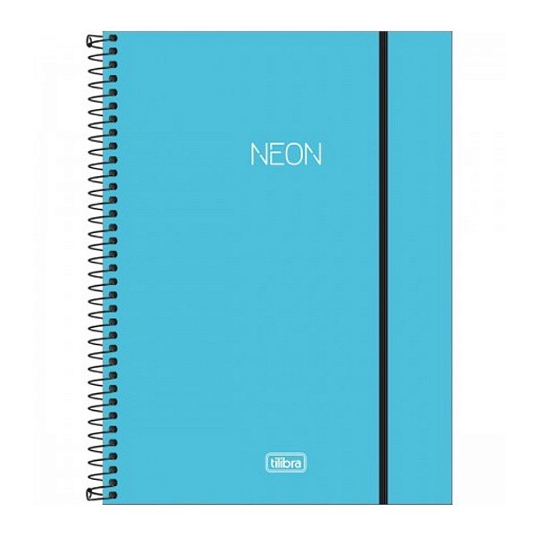 CADERNO ESPIRAL TILIBRA CAPA PLÁSTICA UNIVERSITÁRIO 1 MT NEON AZUL 80 FOLHAS