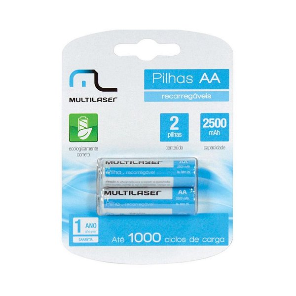 PILHA MULTILASER C/2 AA RECAR 2500MAH - CB053