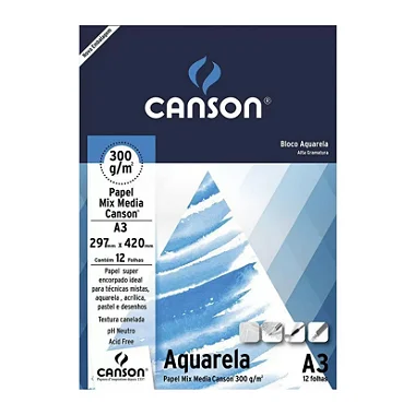 BLOCO DE DESENHO A3 300G CANSON 12 FOLHAS