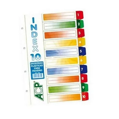DIVISORIA PARA FICHARIO ACP COLOR COM 10 UNDS
