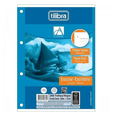 REFIL TILIFLEX FOLHAS SOLTAS ACADEMIE 200 FOLHAS TILIBRA