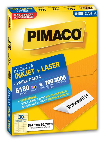 ETIQUETA PIMACO A46180 C/30 ETIQUETAS POR FOLHA C/100 FOLHAS