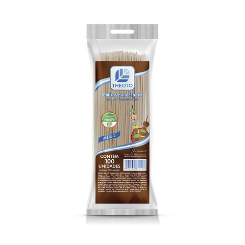 ESPETO CHURRASCO MADEIRA C/100 UND THEOTO