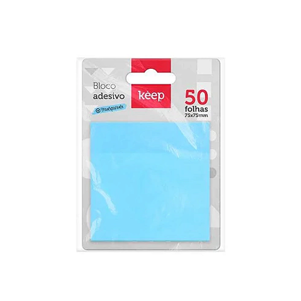 BLOCO ADESIVO KEEP TRANSPARENTE 75X75 50 FOLHAS AZUL