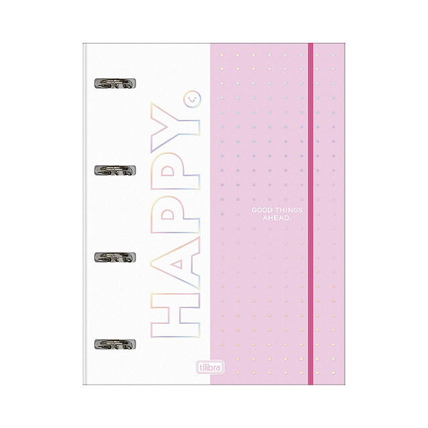 CADERNO ARGOLADO TILIBRA UNIVERSITÁRIO COM ELÁSTICO HAPPY 80 FOLHAS