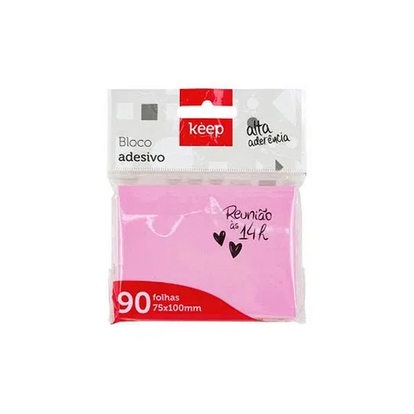 BLOCO ADESIVO KEEP 75X100 ROSA 90 FOLHAS