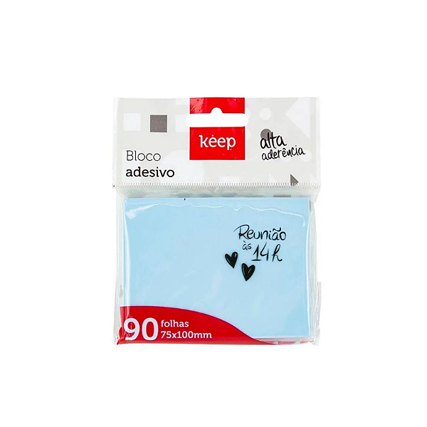 BLOCO ADESIVO KEEP 75X100 AZUL 90 FOLHAS