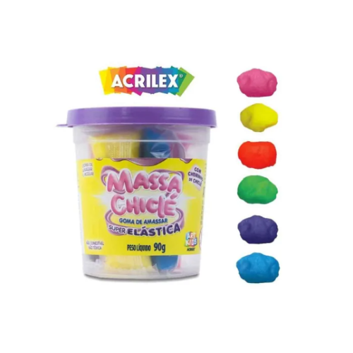 MASSA CHICLE SUPER ELASTICA ACRILEX POTE C/6 CORES