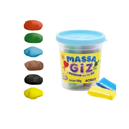 MASSA GIZ ACRILEX COM 6 CORES