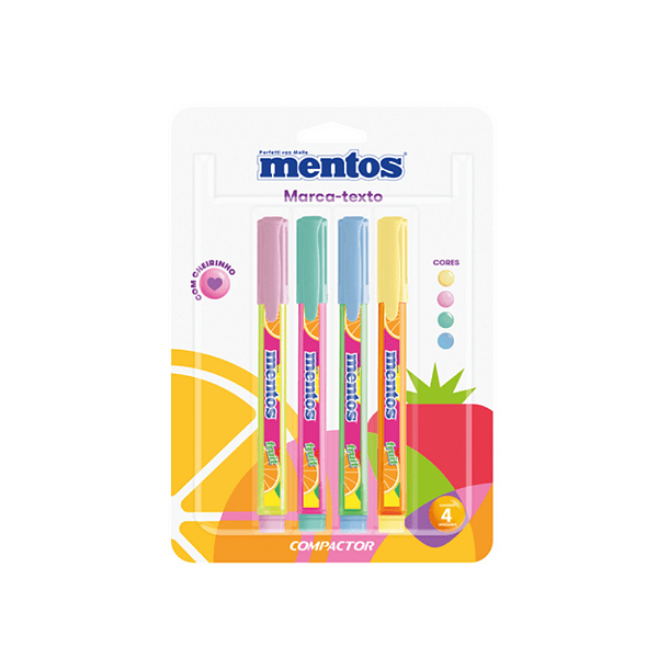 KIT DE MARCA TEXTO COMPACTOR MENTOS 4 CORES PASTEIS